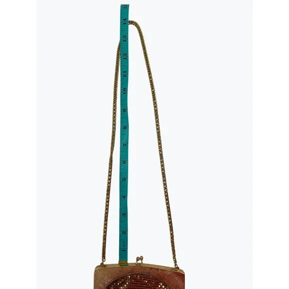 Vintage Whiting & Davis Gold Mesh Evening Purse Hinged Frame Clutch With Fringe - Picture 9 of 11